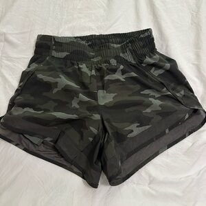 Athleta Green Camouflage Racer Shorts